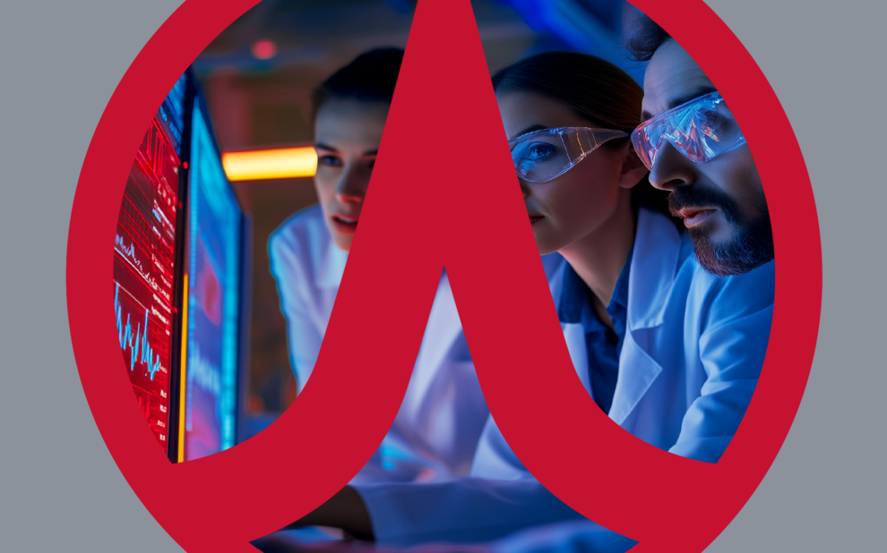 PharmAllies Operational Excellence in Life Sciences Industry Visual: Scientists in lab coats and safety goggles analyzing data on digital screens, symbolizing a commitment to efficiency, compliance, and innovation. The PharmAllies logo overlays the scene, representing their expertise in advancing OpEx strategies in pharmaceuticals, biopharma, and medical devices.